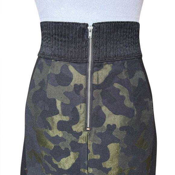 Anthropologie Maeve Camo Pencil Skirt Black Green Jacquard High Waisted  Size 2 - Picture 7 of 15